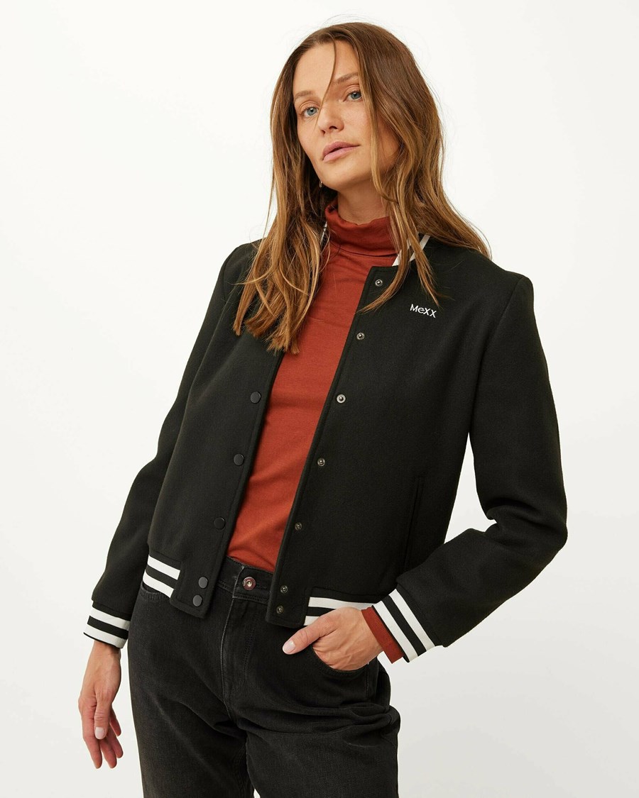 Mexx Wełna-look bomber jacket Black Czarne | XJWTK6187