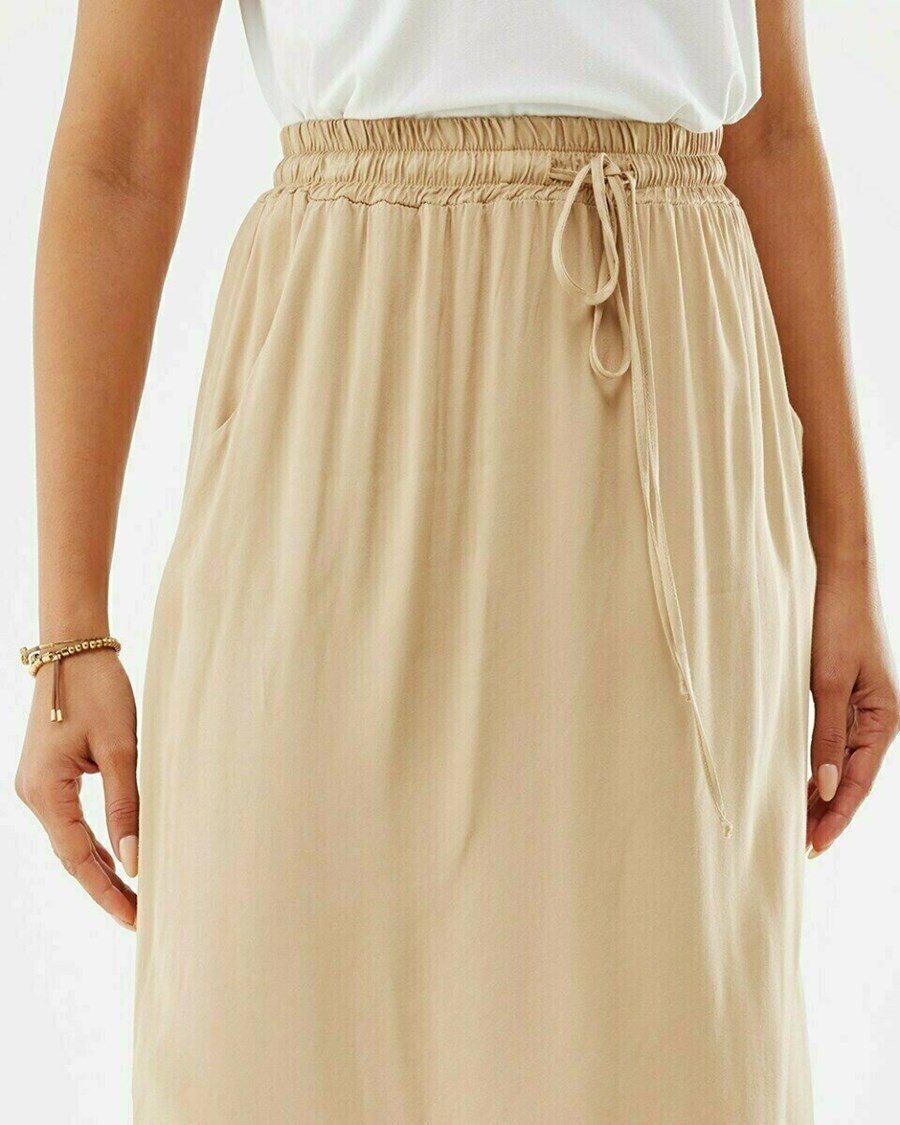 Mexx Woven skirt with drawstring Sand Beżowe | QEGUA1074