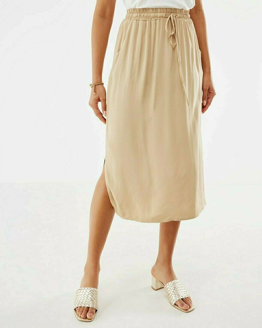 Mexx Woven skirt with drawstring Sand Beżowe | QEGUA1074