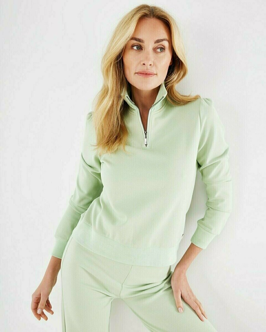 Mexx Zip collar sweat Mint Green Zielone | SZYPW5748