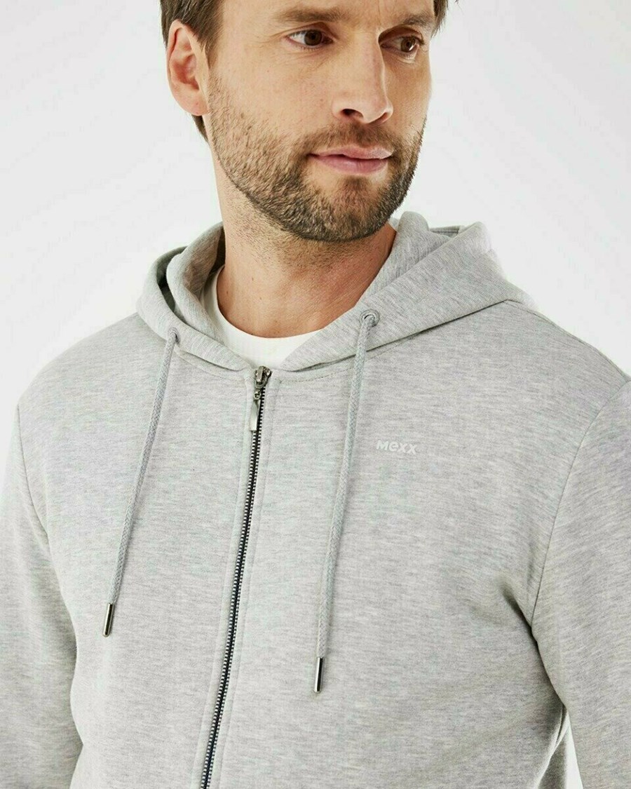 Mexx Zip through Hoodie Grey Melee Szare | HYQED6827