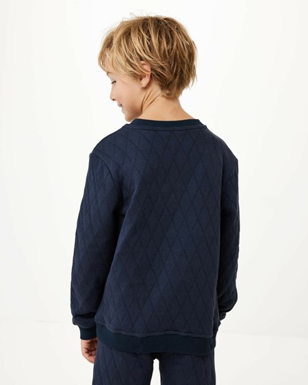 Mexx Crewneck sweater with quilting Navy Niebieskie | YPNJW2903