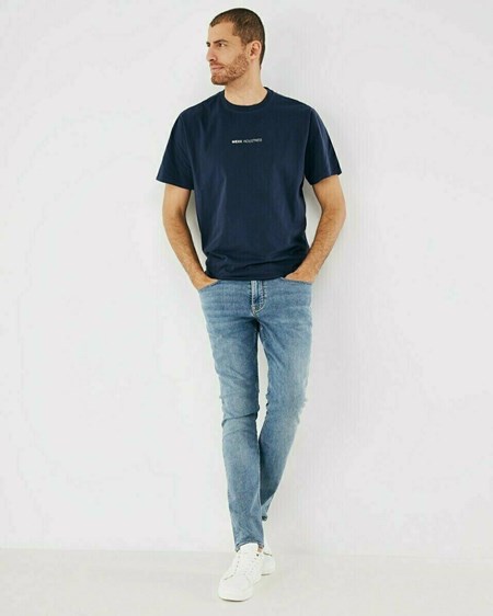 Mexx Crewneck t-shirt Navy Niebieskie | HYQLR3965