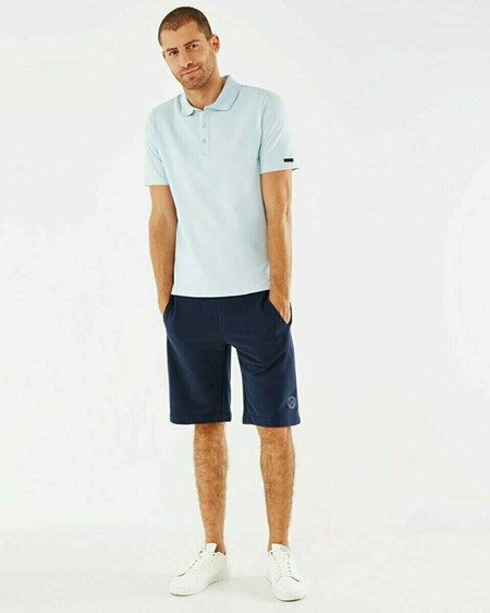 Mexx Mercerized popcorn polo Light Blue Niebieskie | MAGUO4135