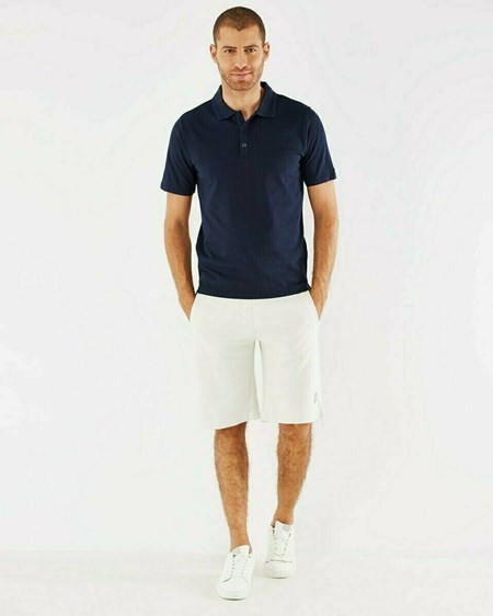 Mexx Mercerized popcorn polo Navy Niebieskie | FXGZB2597