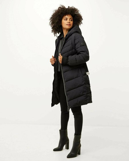 Mexx Midi length hooded padded jacket Black Czarne | REXQO9683