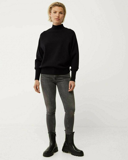 Mexx Mock neck knitted pullover Black Czarne | MFGPW3205