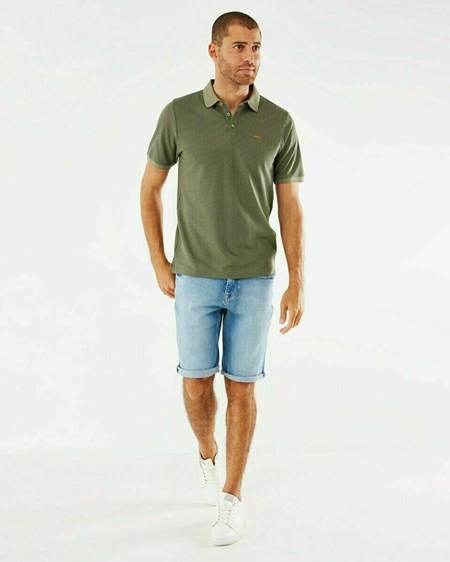 Mexx Printed pique polo Army Green Zielone | SWVBQ0471