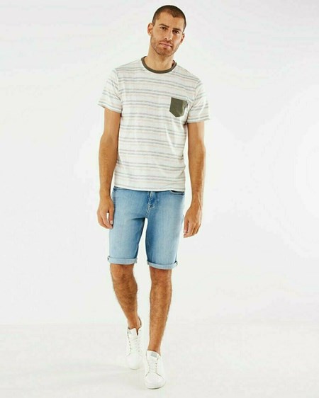 Mexx Printed stripe t-shirt Army Green Zielone | JGFPX0593