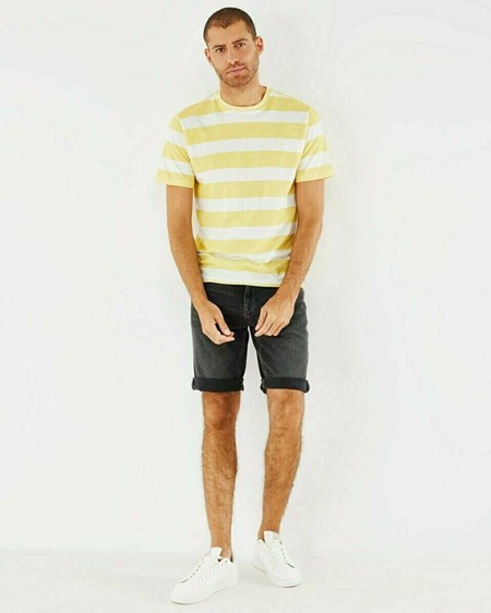 Mexx Printed stripe t-shirt Yellow Żółte | MQARV0358