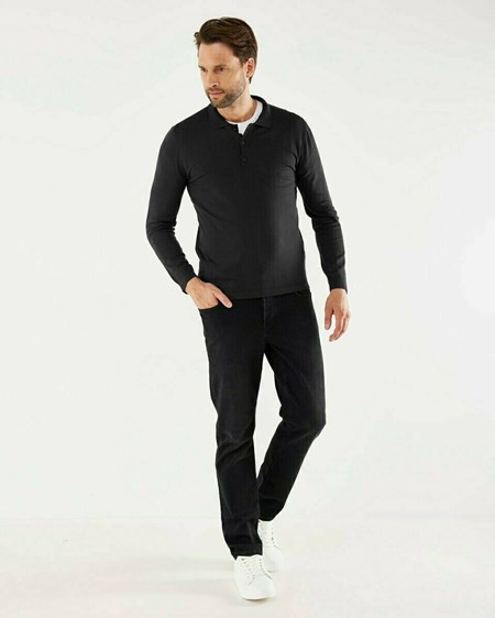 Mexx TYLOR Polo LS Black Czarne | QGKRB4752