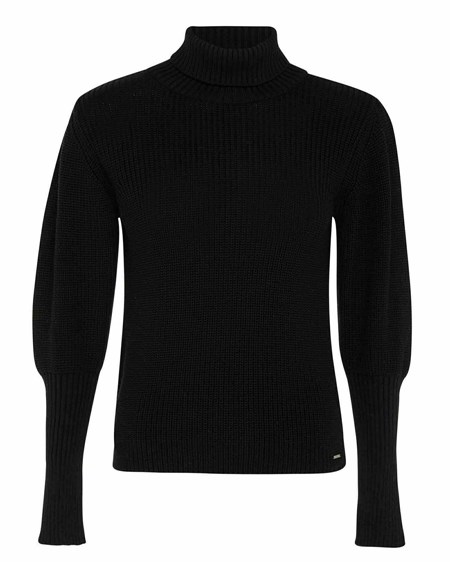 Mexx Trykotowy pullover puff sleeve Black Czarne | HBLWV4735