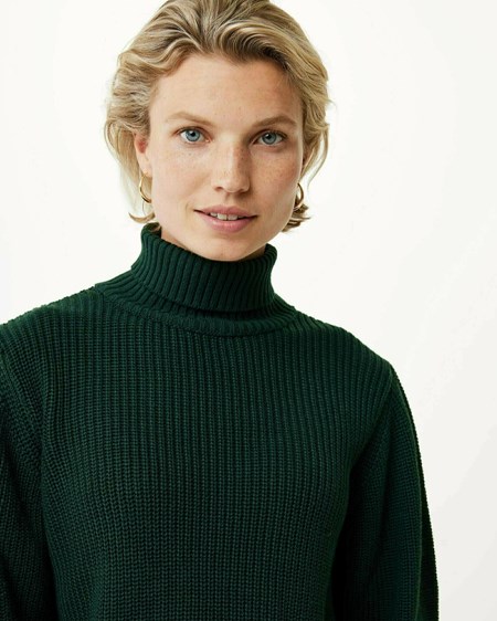 Mexx Trykotowy pullover puff sleeve Dark Green Zielone | AQULJ7398