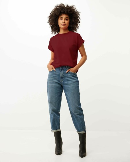 Mexx Woven front elastic bottom top Dark Red Czerwone | ZKWXH4912